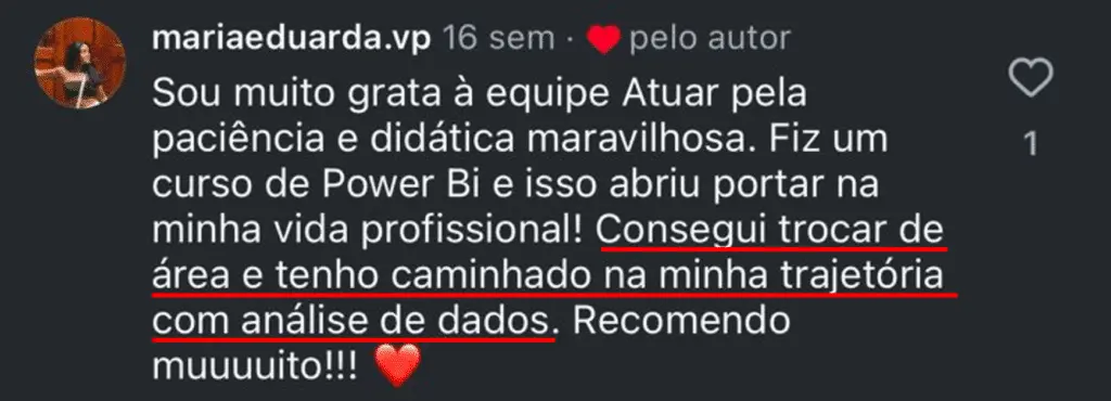 Depoimento: conseguiu trocar de área com análise de dados
